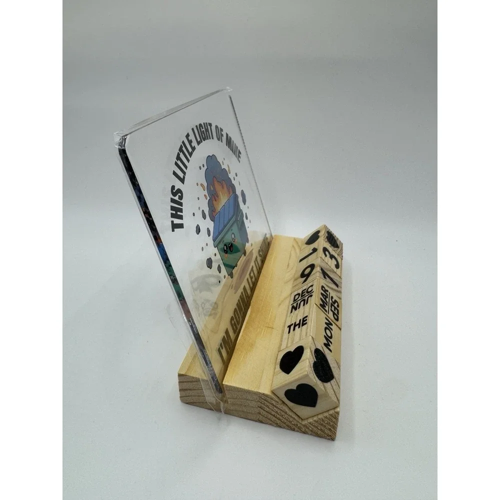 Dumpster Fire Desk Calendar‎ Wood Block Perpetual Acrylic Funny Coworker Gift